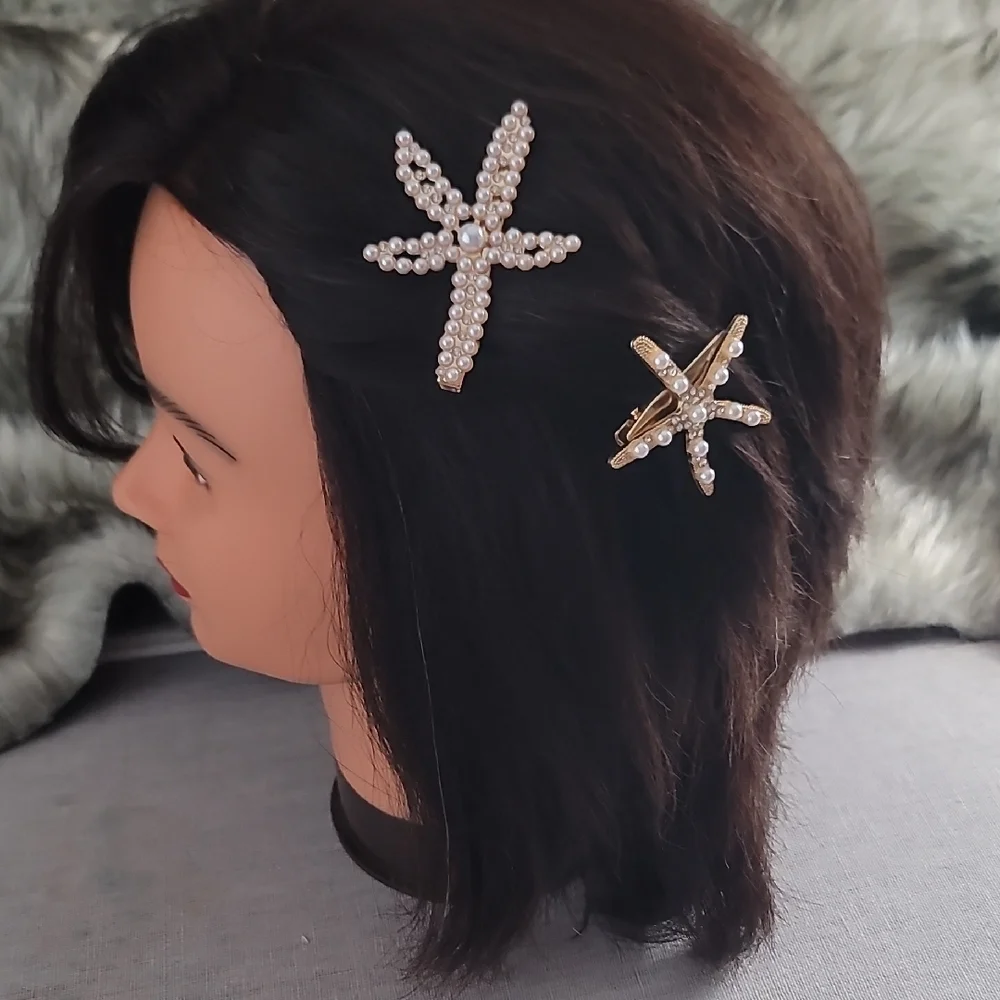 Chic Starfish Pearl Hair Clips set of 2